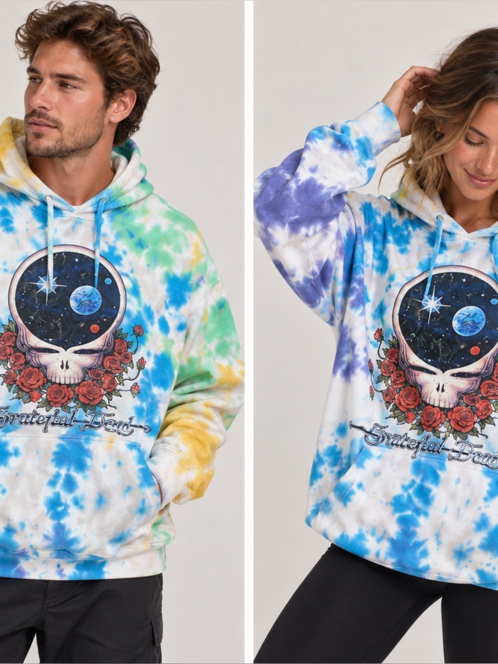 Liquid Blue Grateful Dead Hoodie Tie Dye Space Your Face OVERSIZED